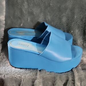 SCHUTZ Women's Vibrant Blue Platform Mules